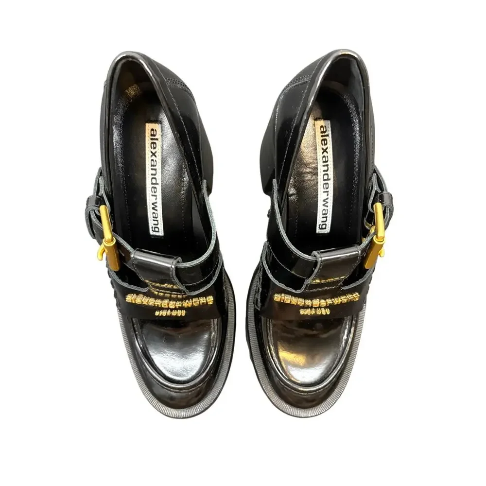 Alexander Wang Carter Platform Chunky Loafer Pump Leather Y2K Fall Statement 7.5